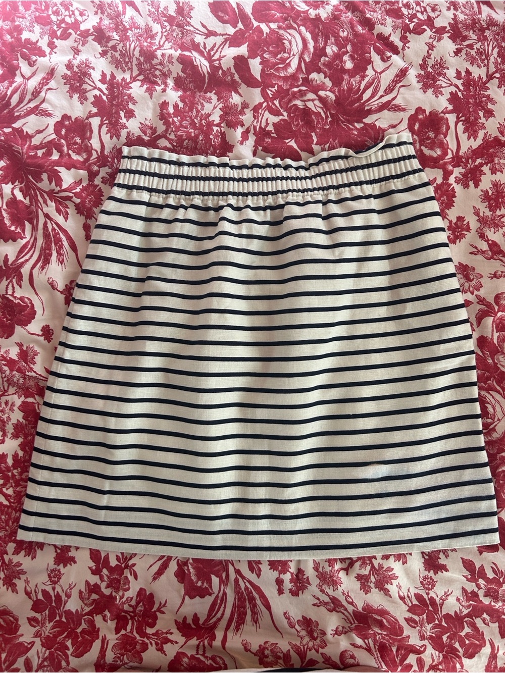 J. Crew Navy and Cream Striped Linen Skirt